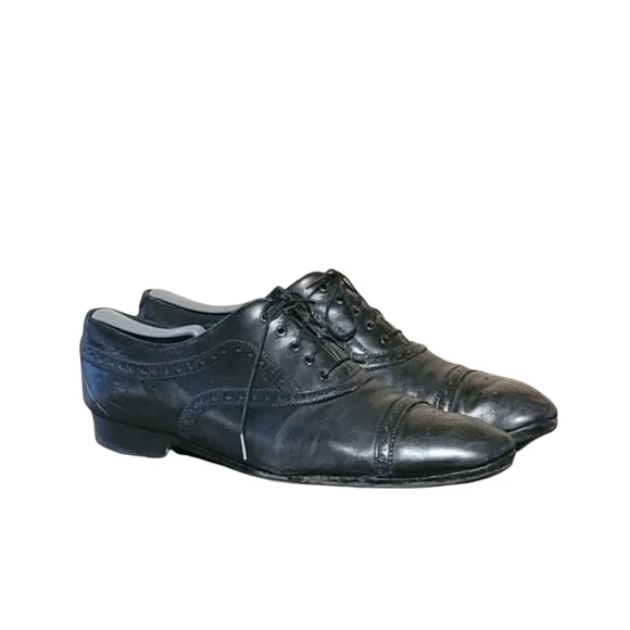 Men 11 Salvatore Ferragamo Black Lace-Up Oxford Dress Shoes Leather Plain Toe Ferragamo - Black Leather Lace Up Dress Shoe | Mitchell Stores main image 4